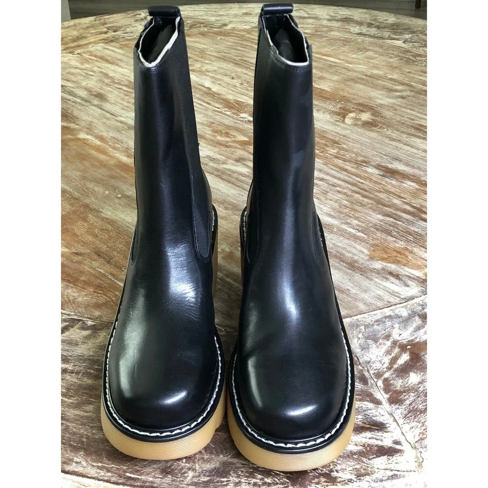 Marc Fisher Fredy Boot Leather Mid Calf Black NEW 9.5